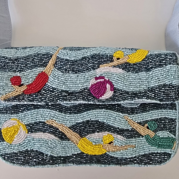 Sol and Mer Swimmer Beaded Shoulder Bag – Pool Party Design - Picture 2 of 8